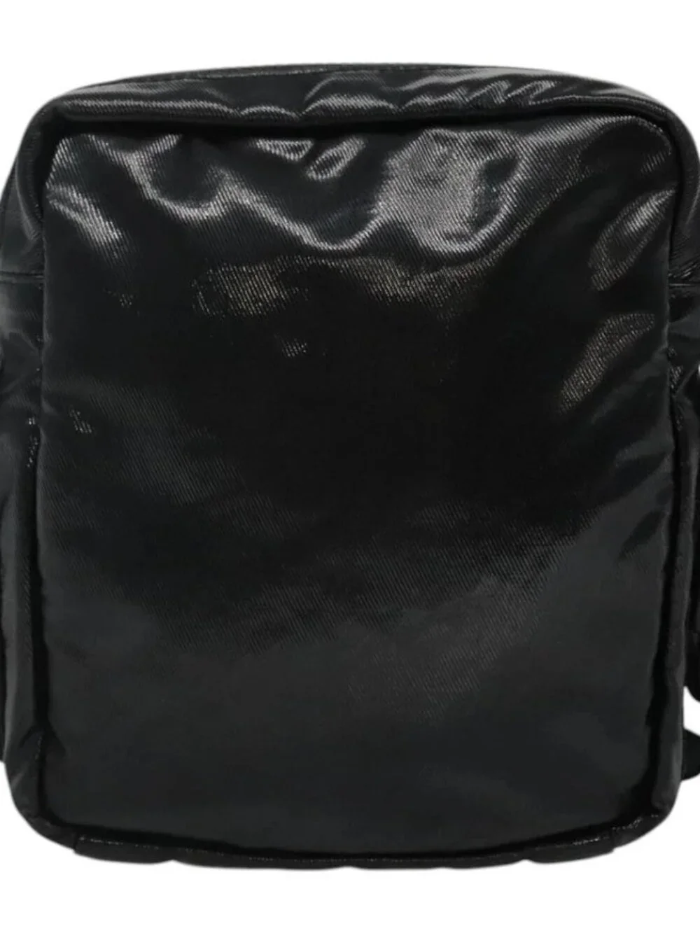 CHANEL Sports COCO Mark Shoulder Bag Coated Canvas Black CC Auth BA202